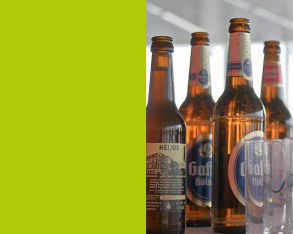 Bottles of K&ouml;lsch lined up for a tasting